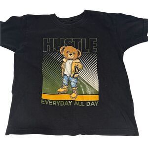 The Children's Place Black Tee with Hustle Bear Graphic